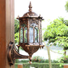 Outdoor Bronze Antique Exterior Wall Light Fixture Aluminum Glass Lantern Garden Lamp
