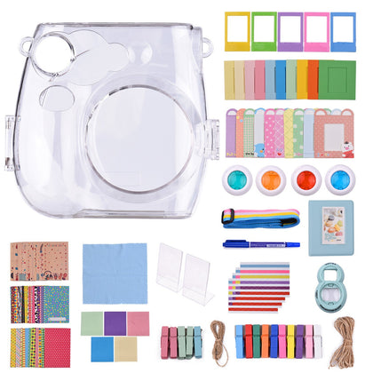 17-in-1 Instant Camera Accessories Kit Replacement for Fujifilm Instax Mini 7s/7c Instant Film Camera with Case/ Album/ Selfie Mirror/ Stickers/ Frames/ Lens Filter/ Lanyard and More